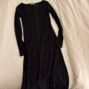 Black Abercrombie Ribbed Square Neck Maxi Dress